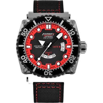 Diver Quartz GMT Black - Red / Calf
