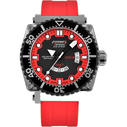Diver Quartz GMT Black - Red / Rubber