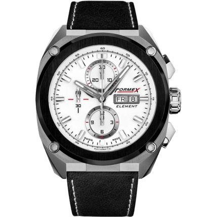 Element Automatic Chronograph Ceramic Bezel / White / Calf