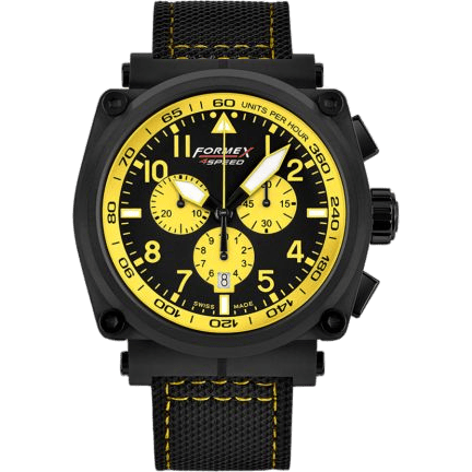 Pilot Quartz Chronograph PVD / Black - Yellow / Calf