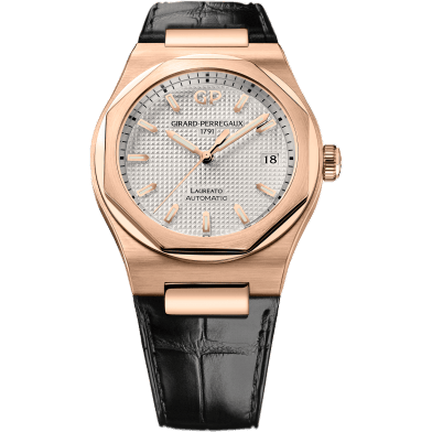 Laureato 38 Automatic Pink Gold / Silver / Alligator