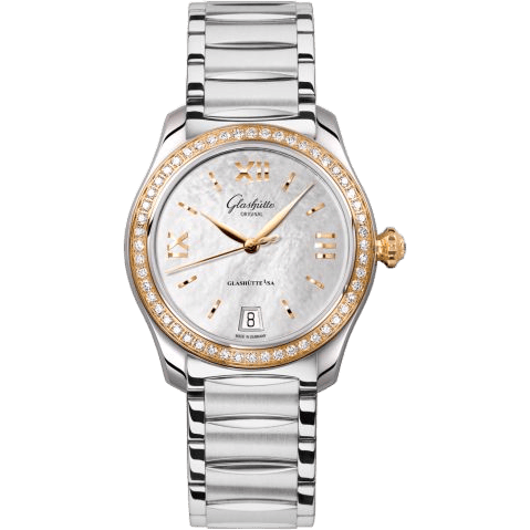 Glashütte Original Lady Serenade Stainless Steel / Rose Gold / Diamond / MOP / Bracelet 1-39-22-09-16-34