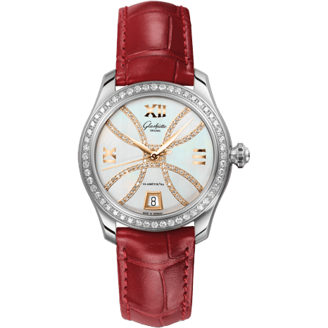 Glashütte Original Lady Serenade Stainless Steel / Diamond / MOP - Index Line / Alligator 1-39-22-14-22-44