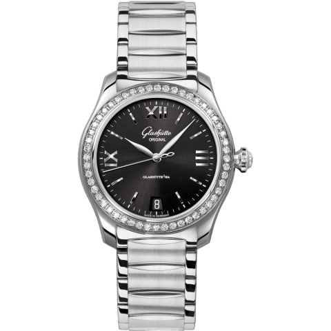 Glashütte Original Lady Serenade Stainless Steel / Diamond / Black / Bracelet 1-39-22-20-22-34