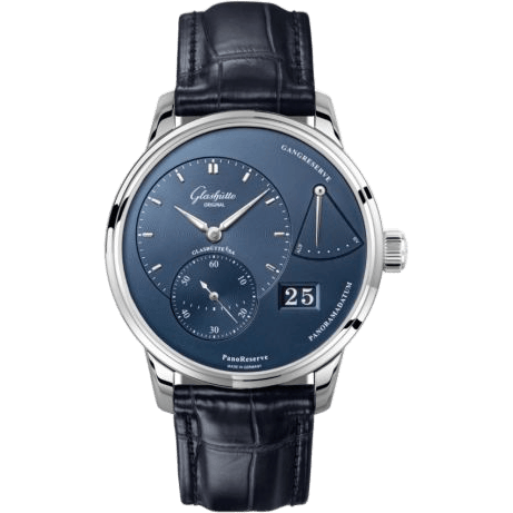 Glashütte Original PanoReserve Stainless Steel / Blue / Alligator - Folding 1-65-01-26-12-61
