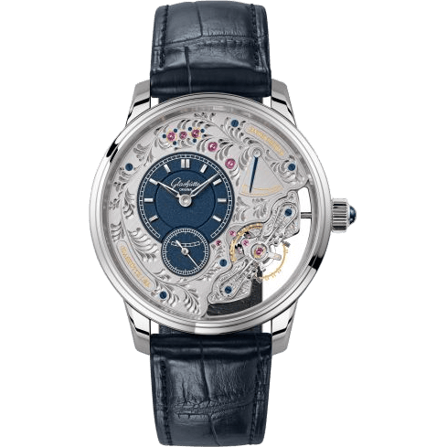 Glashütte Original PanoInverse Platinum / Blue / Alligator / Folding 1-66-08-01-03-50