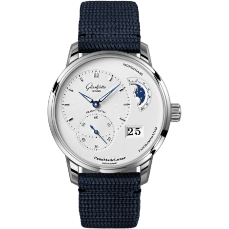 Glashütte Original PanoMatic Lunar Stainless Steel / Silver / Synthetic 1-90-02-42-32-64