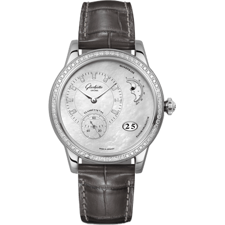 Glashütte Original PanoMatic Luna Stainless Steel / Diamond / MOP / Alligator / Pin 1-90-12-01-12-02