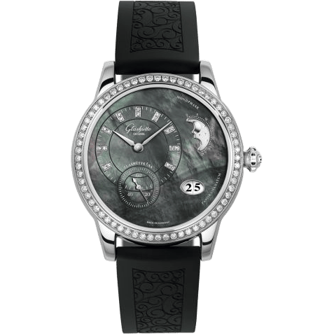 Glashütte Original PanoMatic Luna Stainless Steel / Tahiti MOP / Rubber / Pin 1-90-12-02-12-04
