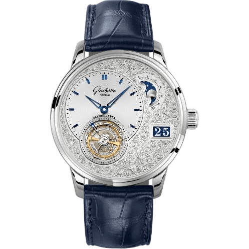 Glashütte Original PanoLunar Tourbillon Platinum / Hand-Engraved / Alligator / Folding 1-93-12-01-03-50