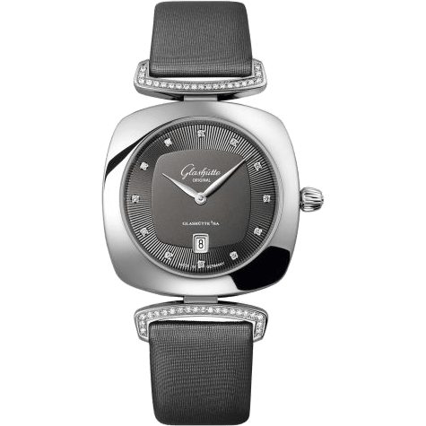Glashütte Original Pavonina Date Stainless Steel / Diamond / Grey / Calf - Pin 1-03-01-06-12-02