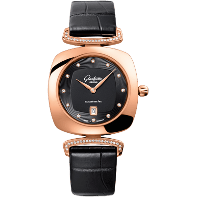 Glashütte Original Pavonina Date Red Gold / Diamond / Black / Alligator 1-03-01-28-05-02