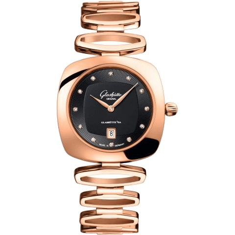 Glashütte Original Pavonina Date Red Gold / Black / Bracelet 1-03-01-28-05-14