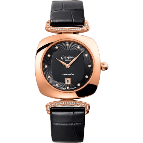 Glashütte Original Pavonina Date Red Gold / Diamond / Black / Alligator 1-03-01-28-05-30
