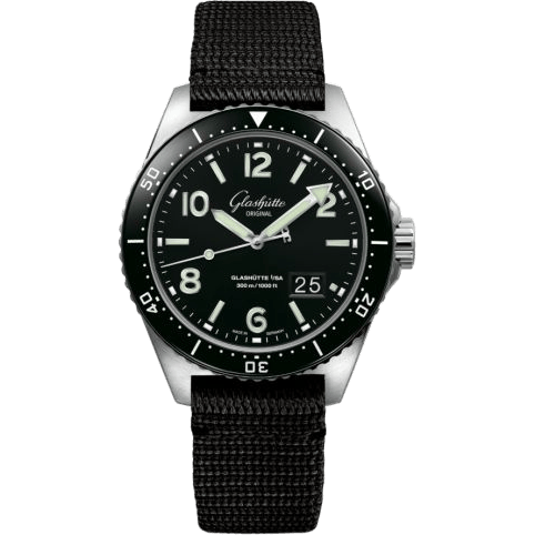 Glashütte Original SeaQ Panorama Date Stainless Steel / Black / Textile - Folding 1-36-13-01-80-05