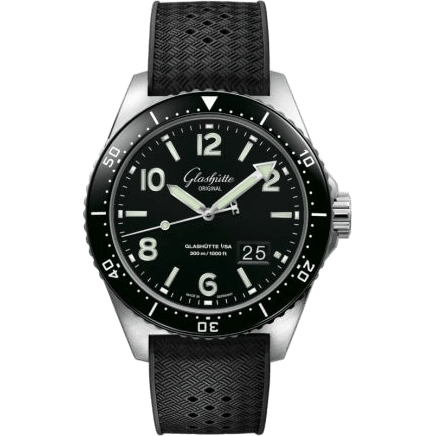 Glashütte Original SeaQ Panorama Date Stainless Steel / Black / Rubber - Pin 1-36-13-01-80-06