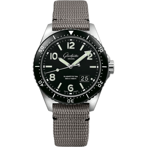 Glashütte Original SeaQ Panorama Date Stainless Steel / Black / Synthetic - Pin 1-36-13-01-80-08