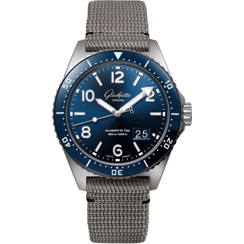 Glashütte Original SeaQ Panorama Date Stainless Steel / Blue / Synthetic - Pin 1-36-13-02-81-08
