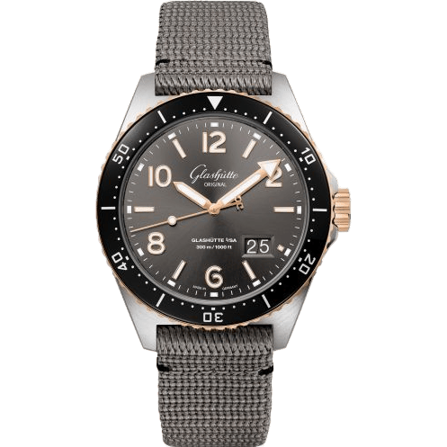 Glashütte Original SeaQ Panorama Date Stainless Steel / Red Gold / Grey / Synthetic - Pin 1-36-13-04-91-08