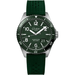 Glashütte Original SeaQ Panorama Date Stainless Steel / Green / Rubber - Pin 1-36-13-07-83-06