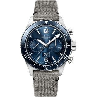 Glashütte Original SeaQ Chronograph Stainless Steel / Blue / Synthetic - Pin 1-37-23-02-81-08