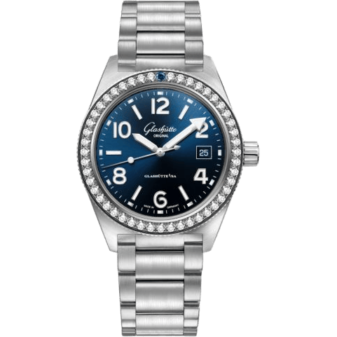 Glashütte Original SeaQ Date Stainless Steel / Diamond / Blue / Bracelet 1-39-11-09-62-70