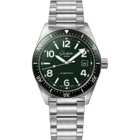 Glashütte Original SeaQ Date Stainless Steel / Green / Bracelet 1-39-11-13-63-70