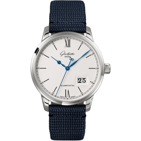 Glashütte Original Senator Excellence Panorama Date Stainless Steel / Silver / Synthetic - Folding 1-36-03-01-02-34