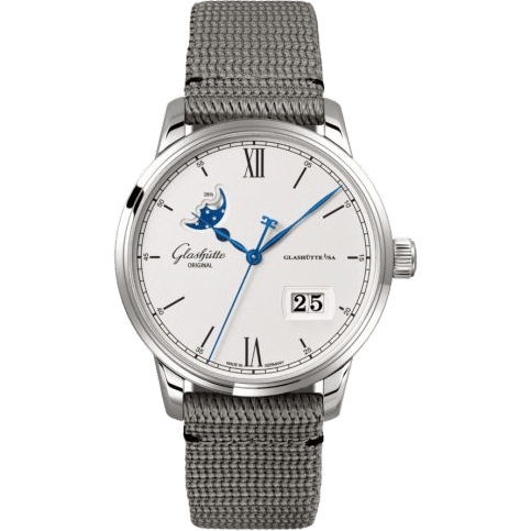 Glashütte Original Senator Excellence Panorama Date Moonphase Stainless Steel / Silver / Synthetic 1-36-04-01-02-36