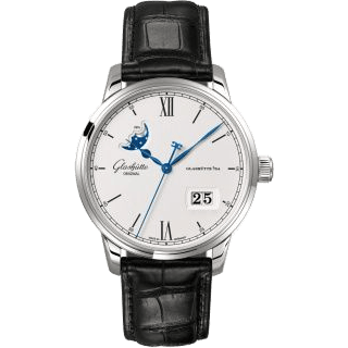 Glashütte Original Senator Excellence Panorama Date Moonphase Stainless Steel / Silver / Alligator / Folding 1-36-04-01-02-61