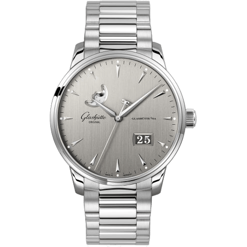 Glashütte Original Senator Excellence Panorama Date Moonphase Stainless Steel / Grey / Bracelet 1-36-04-03-02-70