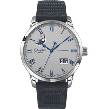 Glashütte Original Senator Excellence Panorama Date Moonphase Stainless Steel / Grey / Synthetic 1-36-24-02-02-64