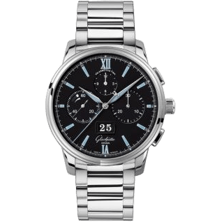 Glashütte Original Senator Chronograph Panorama Date Stainless Steel / Black / Bracelet 1-37-01-03-02-71