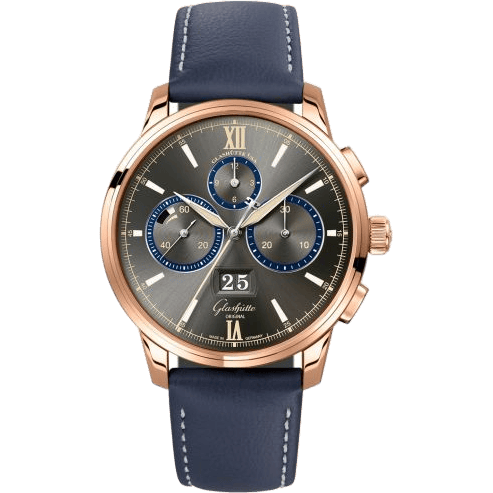 Glashütte Original Senator Chronograph Panorama Date Capital Edition Red Gold / Grey / Calf / Folding 1-37-01-04-05-55