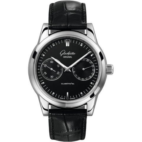 Glashütte Original Senator Hand Date Stainless Steel / Black / Alligator / Pin 1-39-58-01-02-04