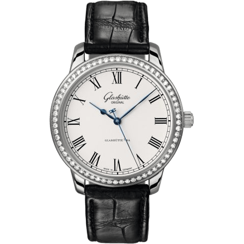 Glashütte Original Senator Automatic White Gold / Diamond / Silver / Alligator / Pin 1-39-59-01-12-04