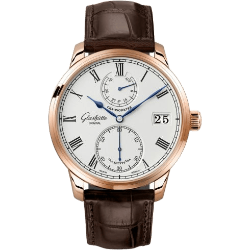 Glashütte Original Senator Chronometer Red Gold / Silver / Alligator / Pin 1-58-01-02-05-01