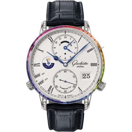 Glashütte Original Senator Cosmopolite White Gold / Rainbow / Alligator / Folding 1-89-02-01-40-30