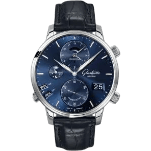 Glashütte Original Senator Cosmopolite Stainless Steel / Blue / Alligator / Folding 1-89-02-05-02-61