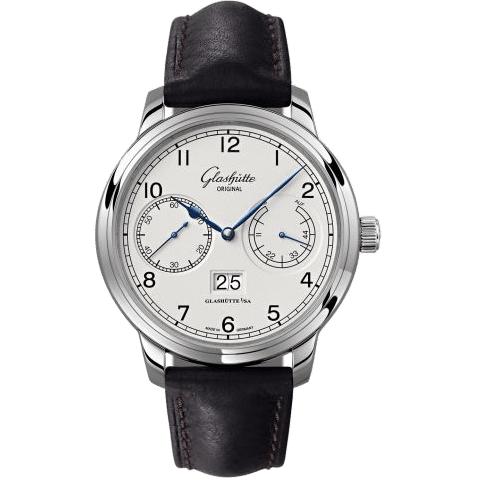 Glashütte Original Senator Observer Stainless Steel / Silver / Calf / Pin 100-14-05-02-07