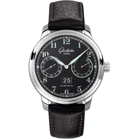 Glashütte Original Senator Observer Stainless Steel / Black / Calf - Folding 100-14-07-02-30