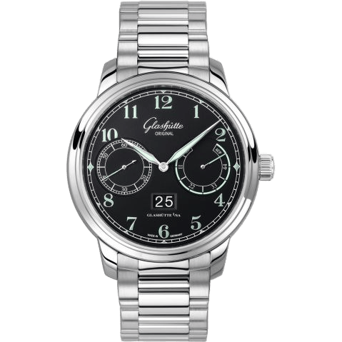 Glashütte Original Senator Observer Stainless Steel / Black / Bracelet 100-14-07-02-70