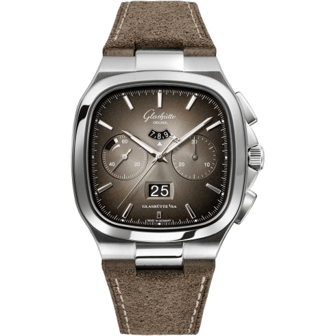 Glashütte Original Seventies Chronograph Panorama Date Grey / Nubuck / Folding 1-37-02-05-02-35