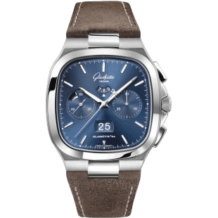 Glashütte Original Seventies Chronograph Panorama Date Blue / Calf - Folding 1-37-02-08-02-62