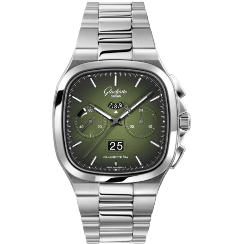 Glashütte Original Seventies Chronograph Panorama Date Green / Bracelet 1-37-02-09-02-70