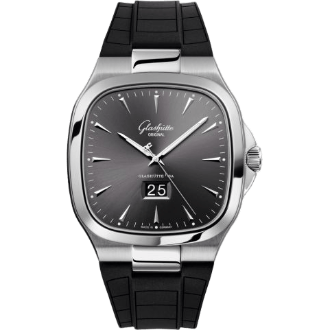 Glashütte Original Seventies Panorama Date Ruthenium / Rubber / Folding 2-39-47-12-12-53