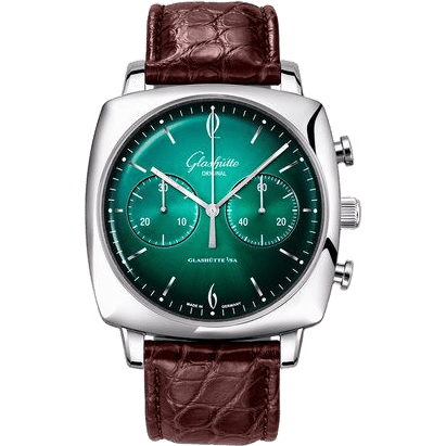 Glashütte Original Sixties Square Chronograph Stainless Steel / Forest 1-39-34-23-32-04