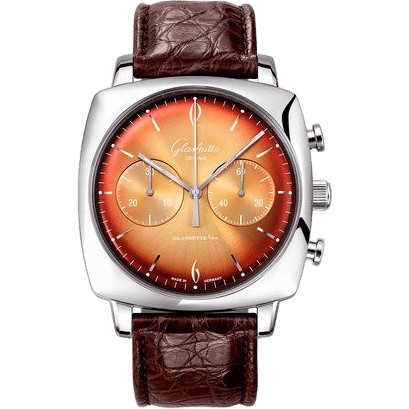 Glashütte Original Sixties Square Chronograph Stainless Steel / Tangerine 1-39-34-26-32-04