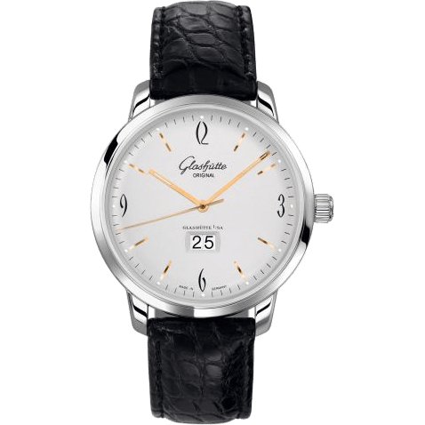 Glashütte Original Sixties Panorama Date Stainless Steel / Silver / Alligator / Pin 2-39-47-01-02-04