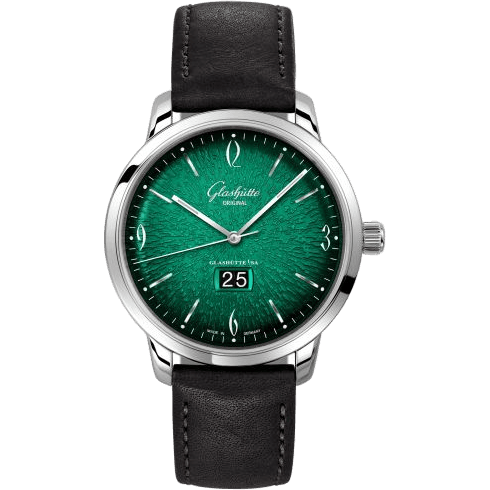 Glashütte Original Sixties Panorama Date Stainless Steel / Green / Calf / Pin / Annual Edition 2-39-47-04-02-04